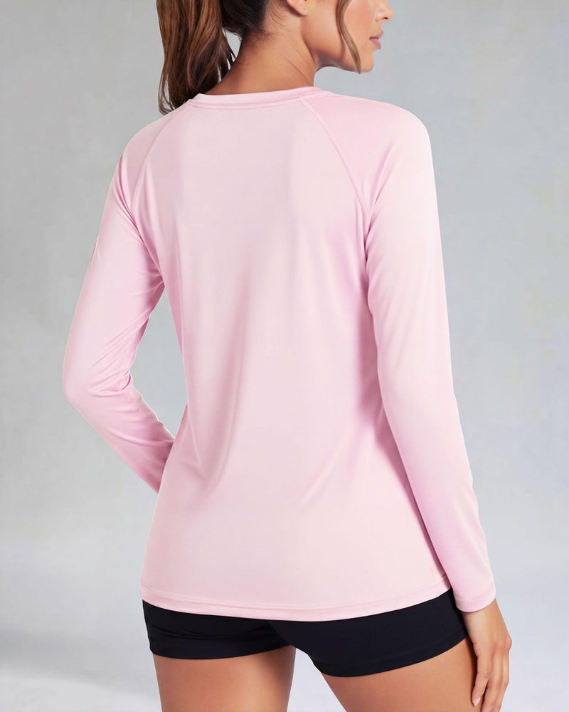 Boladeci Rash Guard for Women Swim Shirt UV Shirtss Long Sleeve UPF 50+ Sun Protection Swimsuit SPF Light Pink L - Image 2